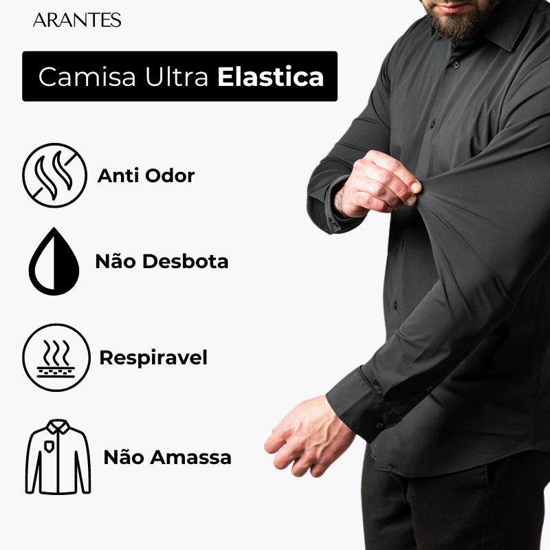 Camisa Social Anti amassados + Relogio de Brinde - UltraElastechPro - Compre 1 Leve 2