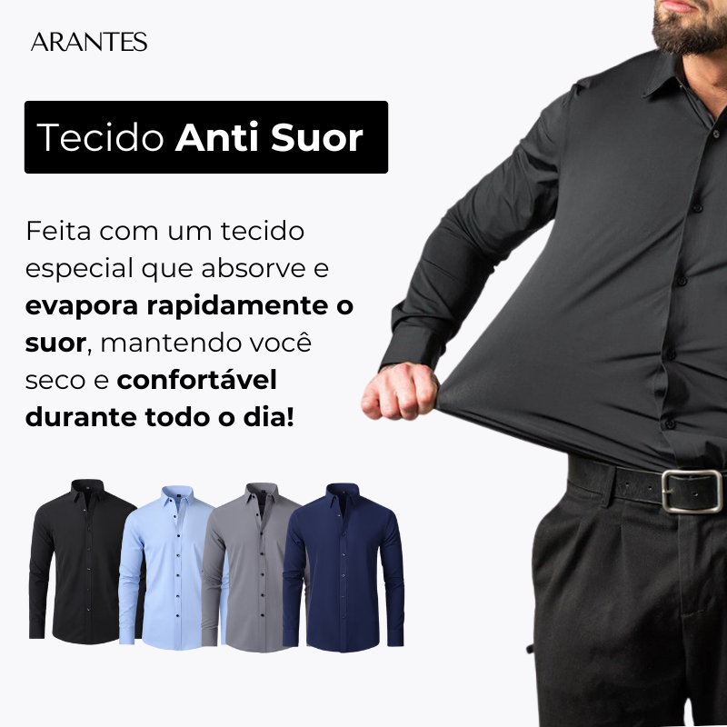 Camisa Social Anti amassados + Relogio de Brinde - UltraElastechPro - Compre 1 Leve 2