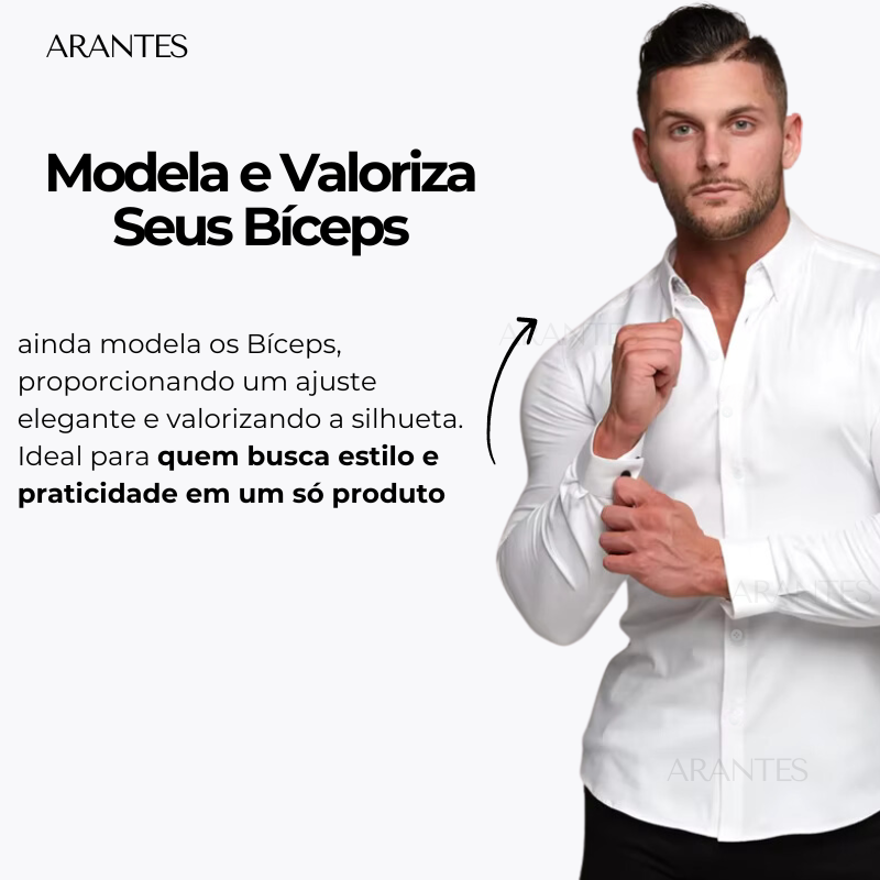 Camisa Social Anti amassados + Relogio de Brinde - UltraElastechPro - Compre 1 Leve 2