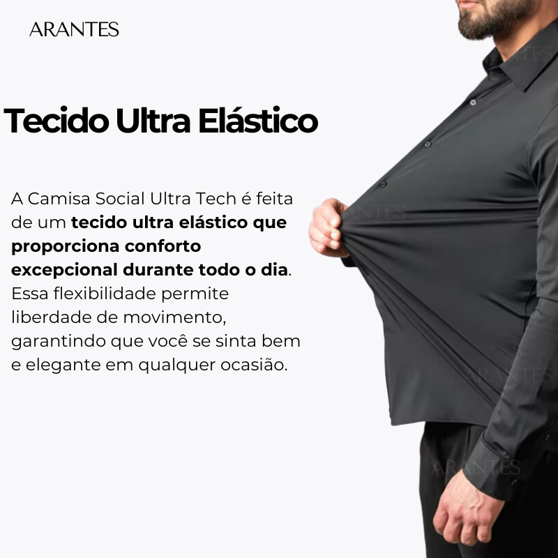 Camisa Social Anti amassados + Relogio de Brinde - UltraElastechPro - Compre 1 Leve 2